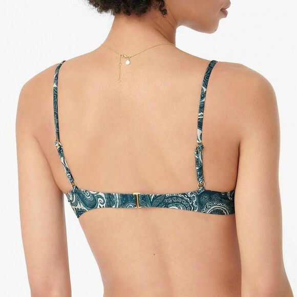 J Crew Two-Piece Bikini Swimsuit in Ratti Midnight Paisley | Sz L - Picture 2 of 9